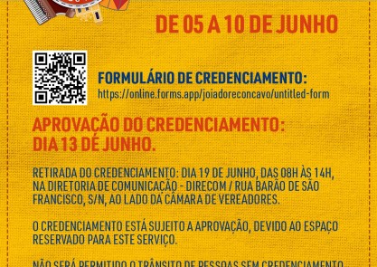 CREDENCIAMENTO DE IMPRENSA PARA COBERTURA DO ARRAIÁ JOIA DO RECÔNCAVO 2023